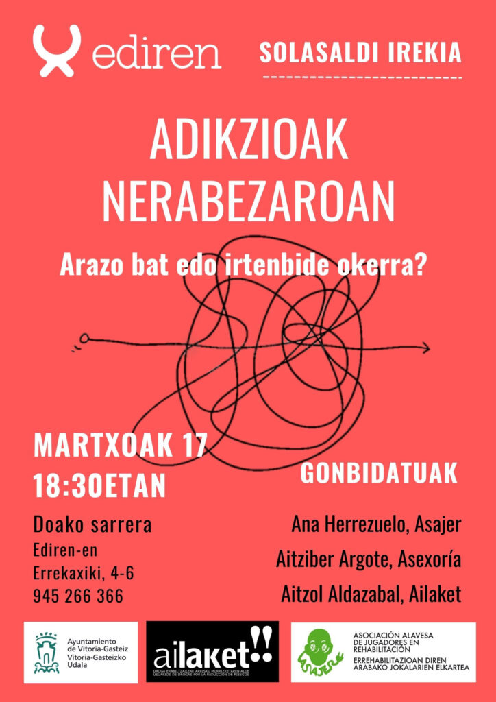 Tertulia abierta en Ediren sobre Adicciones en la adolescencia, ¿un problema o una mala solución?