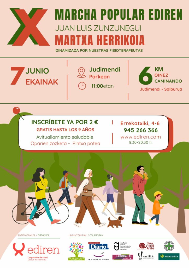 Ediren organiza su marcha popular dirigida por fisioterapeutas.