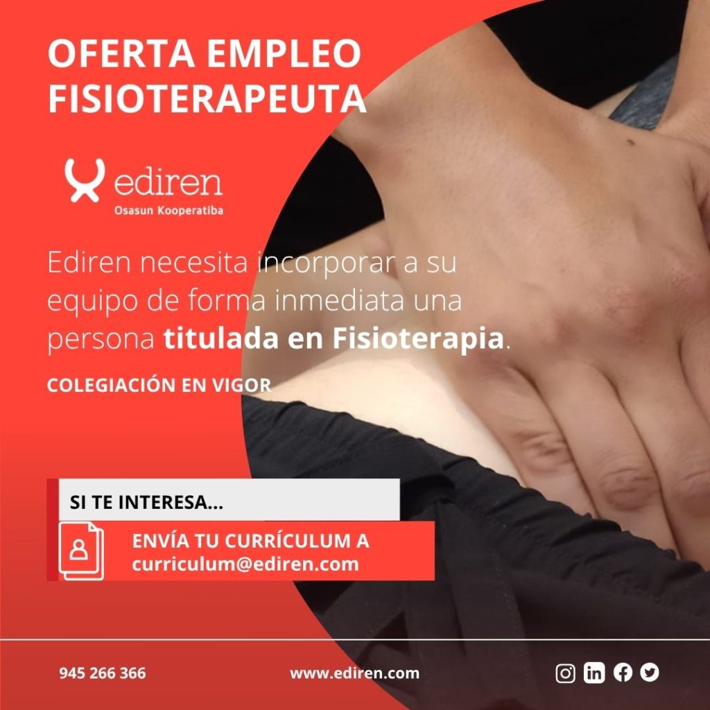 Ediren necesita incorporar a su equipo de profesionales un fisioterapeuta